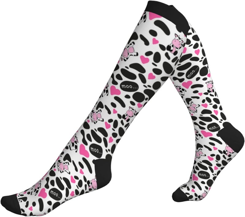 Figtihw Tie Dye Compression Socks Knee High Support Socks For Women Men Running Athletic Hiking - Image 4